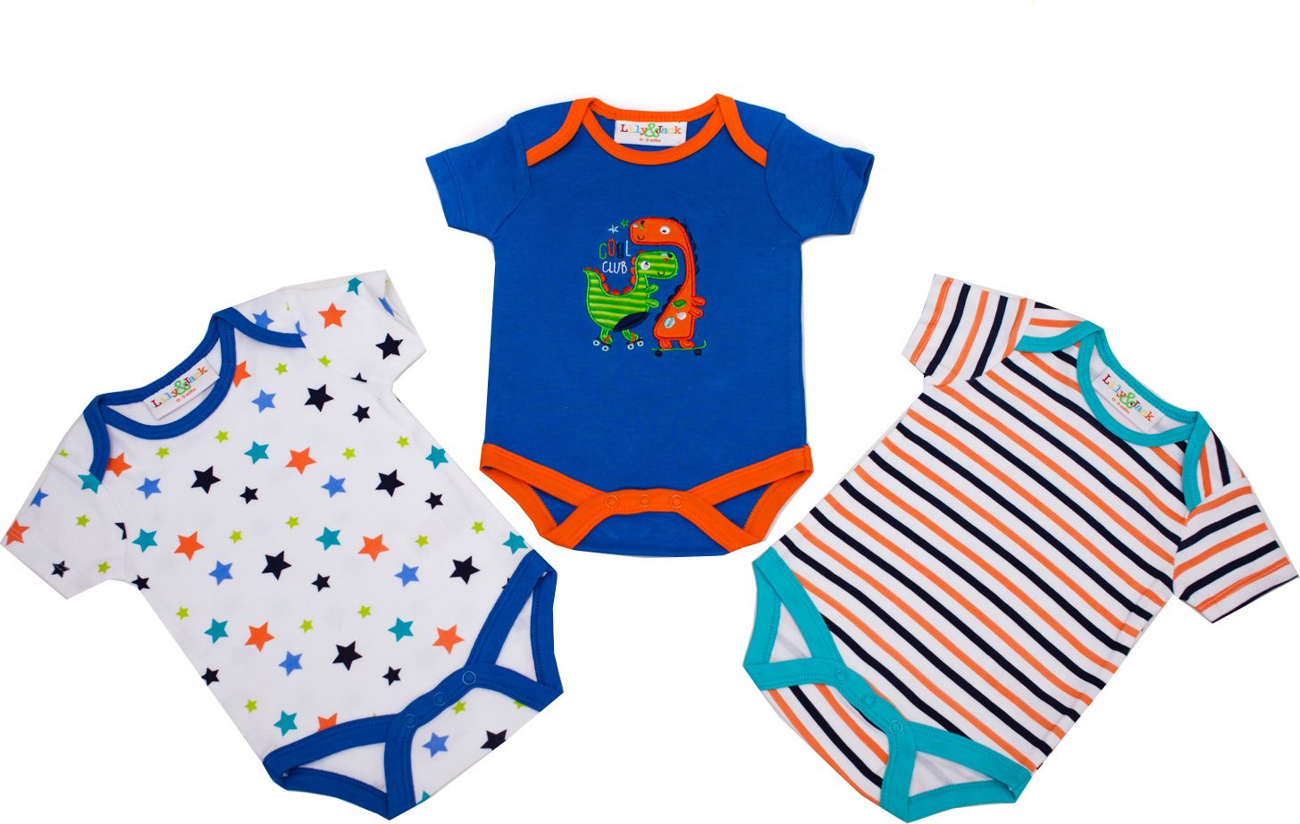 Lili & Jack Kojenecká body s dinosaury, dlouhý rukáv, sada 3 kusů Velikost: 74 - obrázek 2