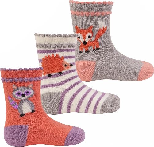 Cotton Rich Ponožky pro holčičky s lištičkou, 3 páry velikost ponožek: 18-22 (12-18 měsíců) - obrázek 1