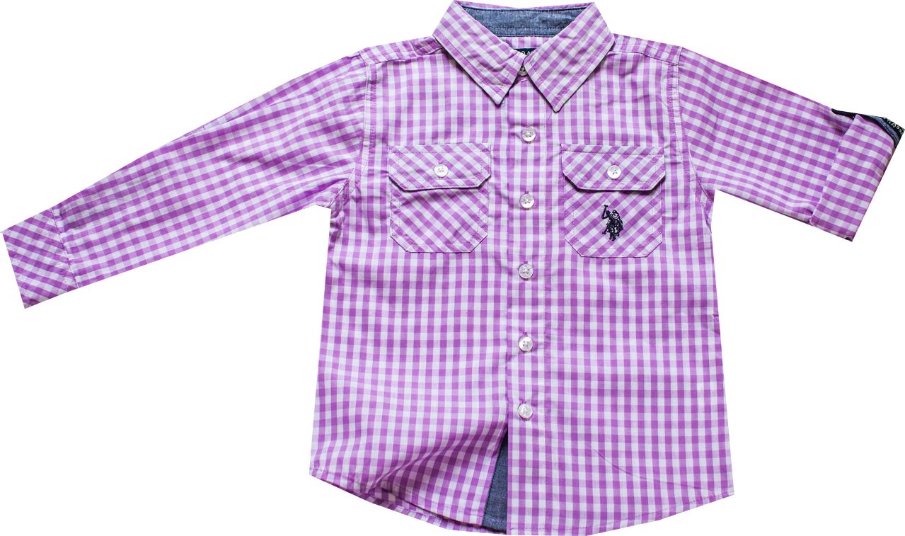 U.S POLO ASSN. Košile Polo chlapecká, fialovo-bílé kostičky Velikost: 116 - obrázek 1