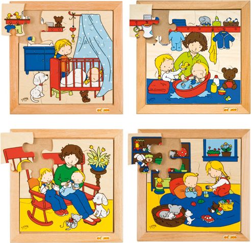Family puzzles - New baby - washing (12 pieces) - obrázek 1