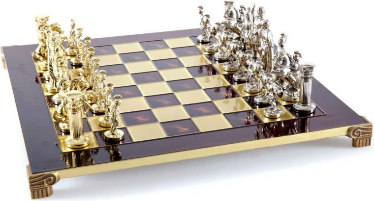 Šachy Řecko červené figurky zlaté a stříbrné - obrázek 1