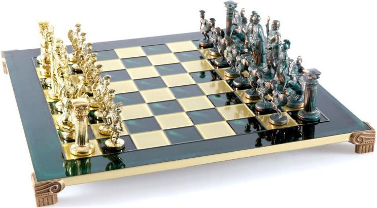Šachy Řecko figurky zelené a zlaté - obrázek 1