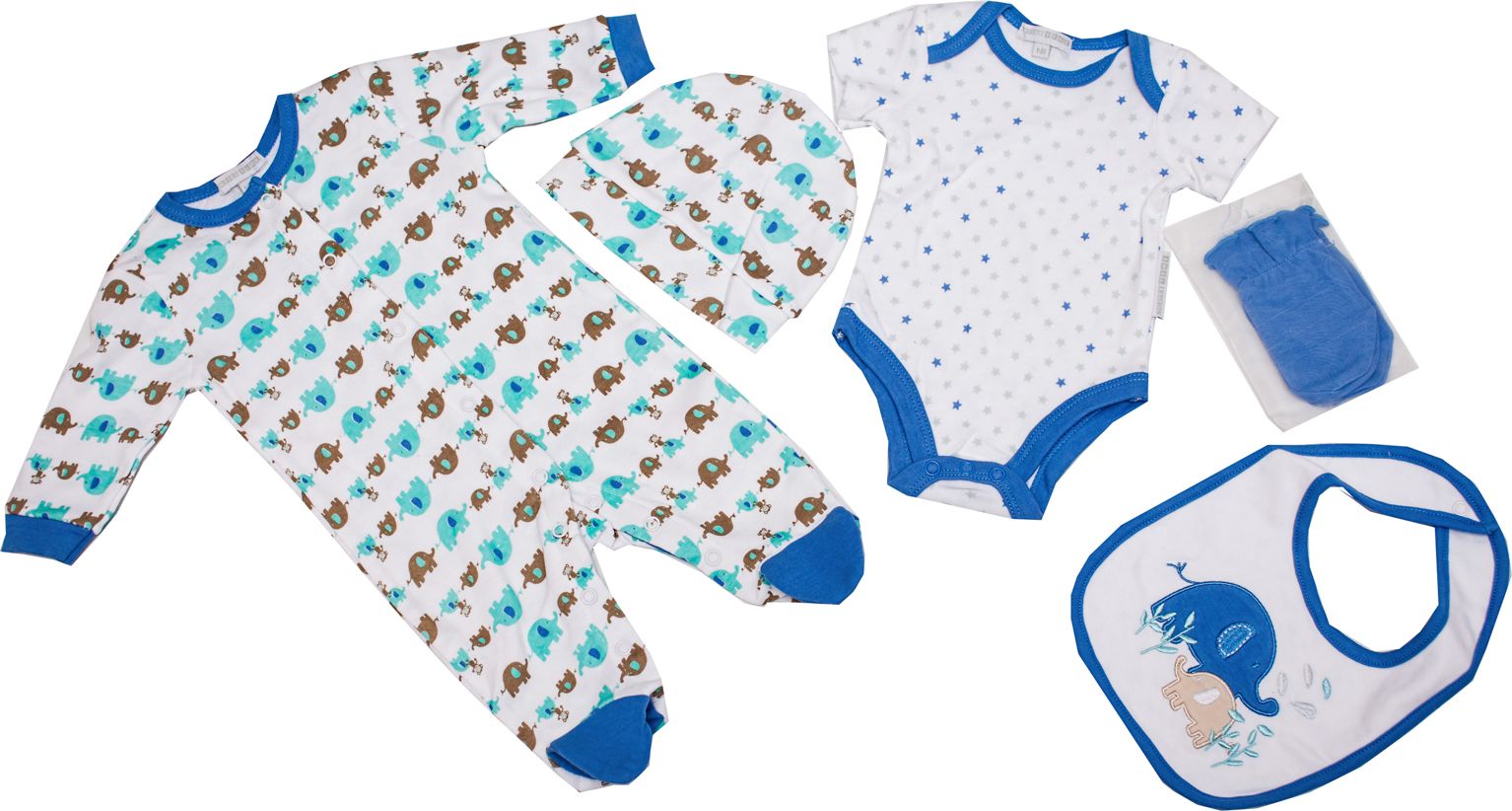Nursery Time Kojenecký komplet se slony, 5 dílů Velikost: 68 - obrázek 1