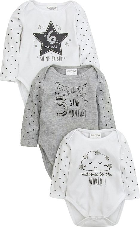 Baby Town Kojenecké body Milestones, sada 3 kusů - obrázek 1