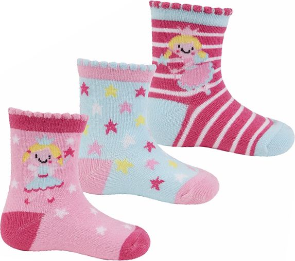 Cotton Rich Kojenecké ponožky dívčí princezna, 3 páry velikost ponožek: 18-22 (12-18 měsíců) - obrázek 1