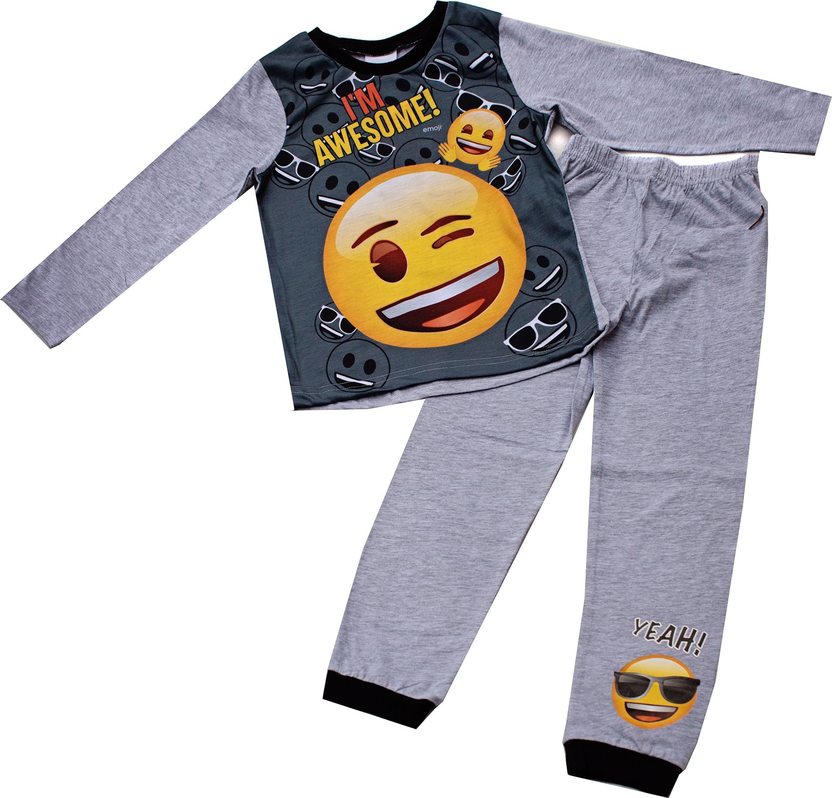 Dětské pyžamo emoji smajlík šedé 6-13 let Velikost: 158 - obrázek 1