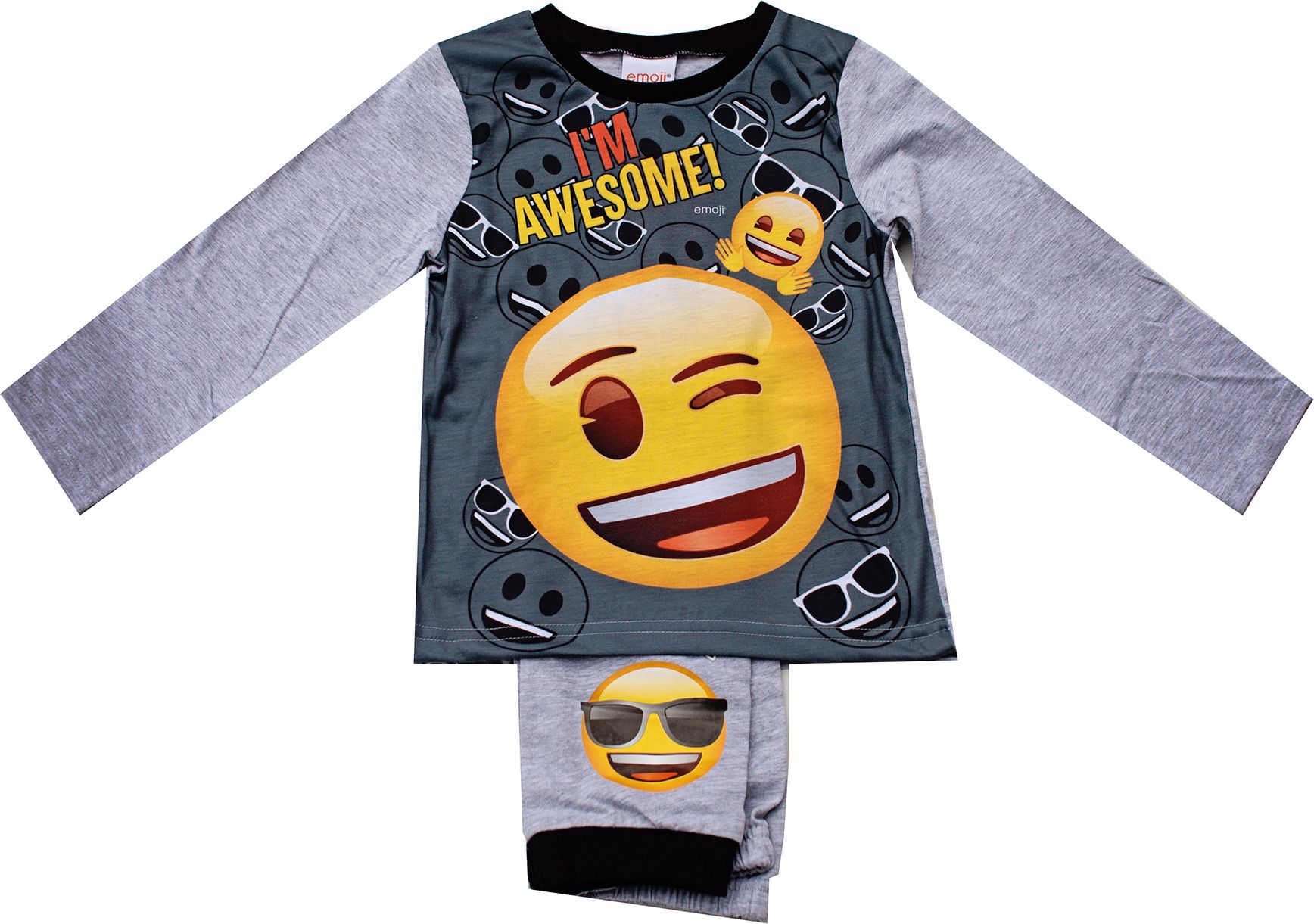 Dětské pyžamo emoji smajlík šedé 6-13 let Velikost: 158 - obrázek 2