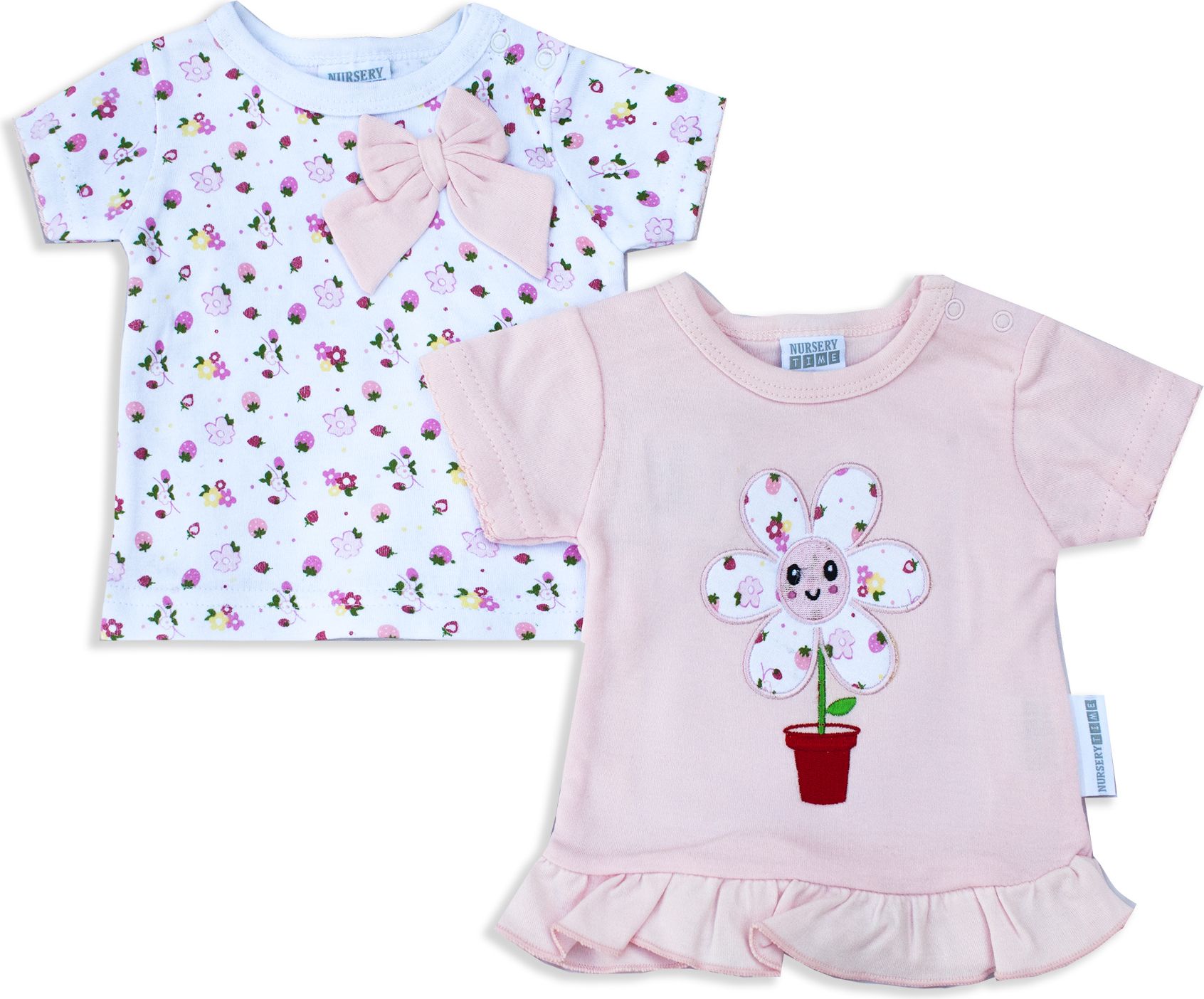 Nursery Time Kojenecké tričko s kytičkami komplet 2 kusů Velikost: 62 - obrázek 1