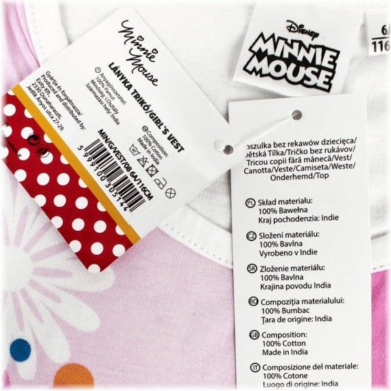 Setino - Dívčí bavlněné tílko Minnie Mouse - bílé - vel. 92 - obrázek 2
