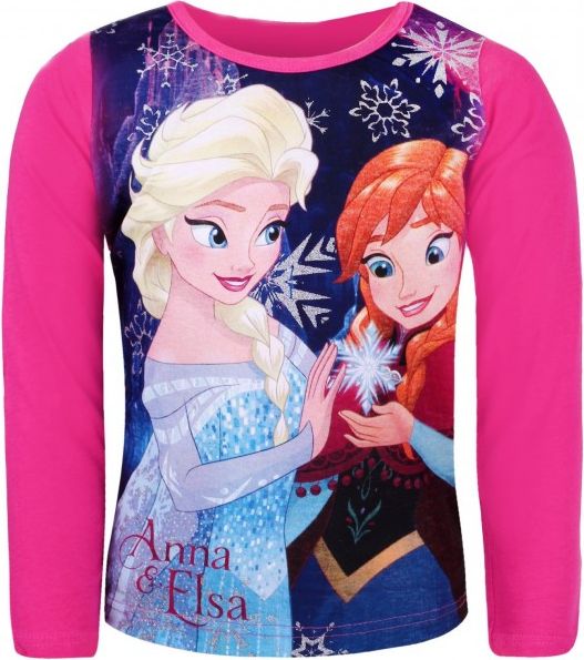 Setino - Dívčí tričko s dlouhým rukávem Ledové království (Frozen) - tm. růžové - vel. 116 - obrázek 1