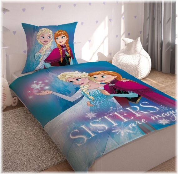 Setino - Dětské bavlněné povlečení Ledové království Sisters are Magic (Frozen), 140 x 200 cm + 70 x 90 cm - obrázek 2
