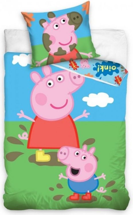 Tiptrade - Dětské bavlněné ložní povlečení Prasátko Peppa a George, 140 x 200 cm + 70 x 90 cm - obrázek 1