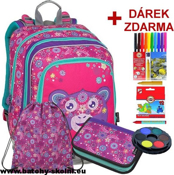 Školní batoh Opička 3 dílný set Bagmaster ALFA 9 A - Doprava Zdarma - obrázek 1