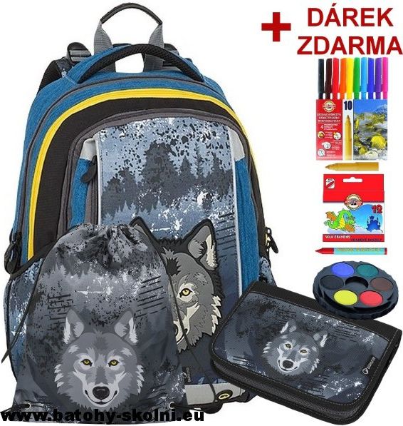 Školní batoh Vlk 3 dílný set Bagmaster MERCURY 9 C - Doprava Zdarma - obrázek 1