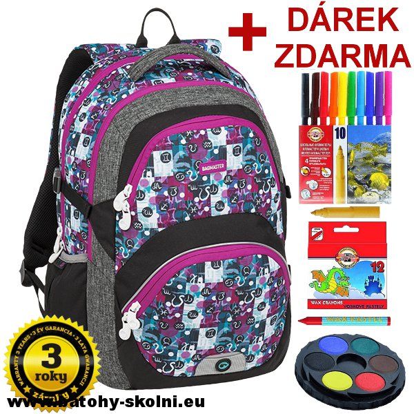Školní batoh Theory 9 A PINK-GRAY-GRAY Bagmaster - Doprava Zdarma - obrázek 1