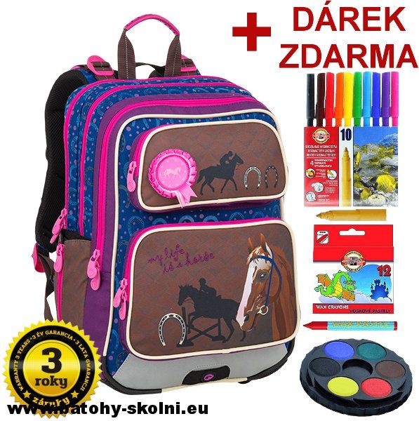 Školní batoh Galaxy 9 B BLUE-BROWN-PINK Bagmaster - Doprava Zdarma - obrázek 1