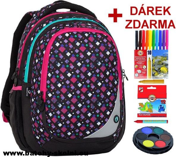 Školní batoh Bagmaster Maxvell 8 A Čtverečky - Doprava Zdarma - obrázek 1