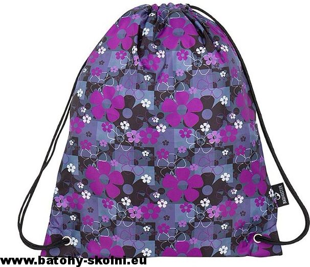 Pytlík na přezůvky Bagmaster květy Shoes Mercury 8 A black-pink-violet - obrázek 2