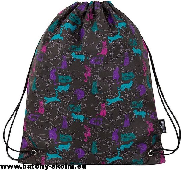 Pytlík na přezůvky Bagmaster Kočky Shoes Epson 8 A black-pink-blue - obrázek 2