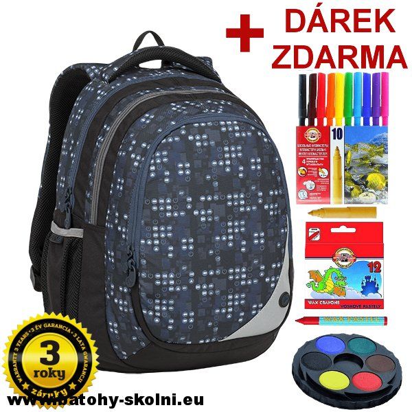 Školní batoh Maxvell 9 B BLACK-GRAY-BLUE Bagmaster - Doprava Zdarma - obrázek 1