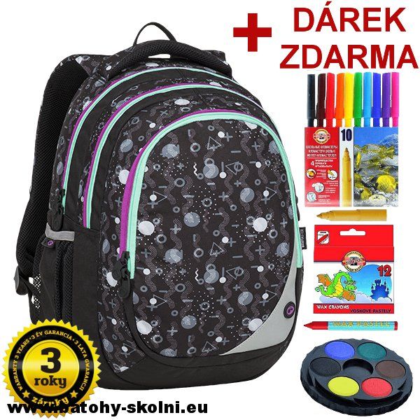 Školní batoh Maxvell 9 A BLACK-GRAY-VIOLET Bagmaster - Doprava Zdarma - obrázek 1