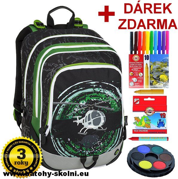 Školní batoh ALFA 9 D BLACK-GREEN-GRAY Bagmaster - Doprava Zdarma - obrázek 1