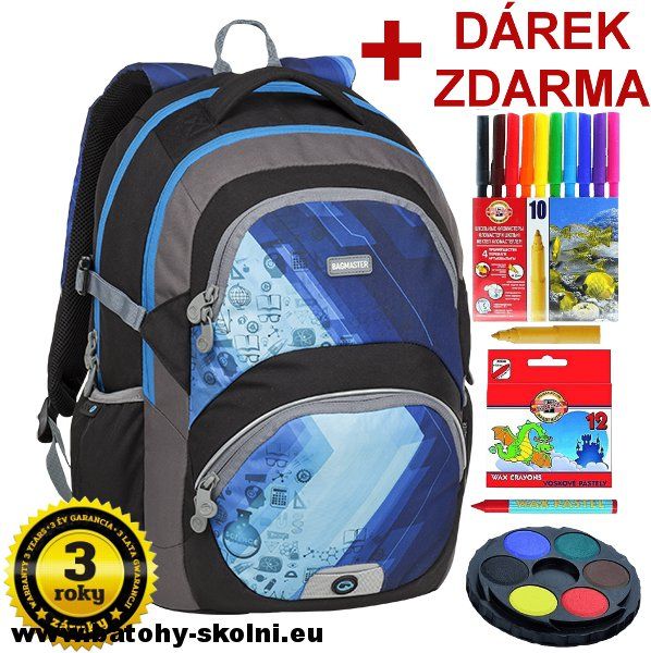 Školní batoh Theory 9 D BLUE-BLACK-GRAY Bagmaster - Doprava Zdarma - obrázek 1