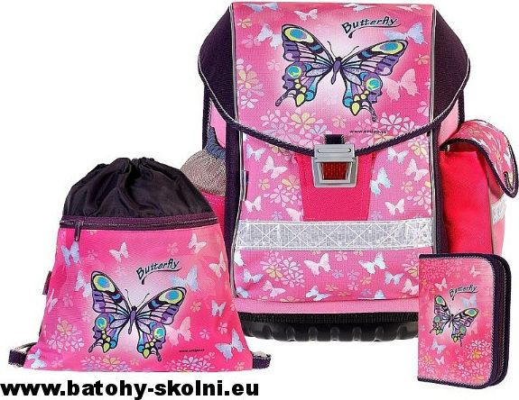 Školní batoh Emipo Ergo Two Butterfly motýl 3 dílný set - Doprava Zdarma - obrázek 1