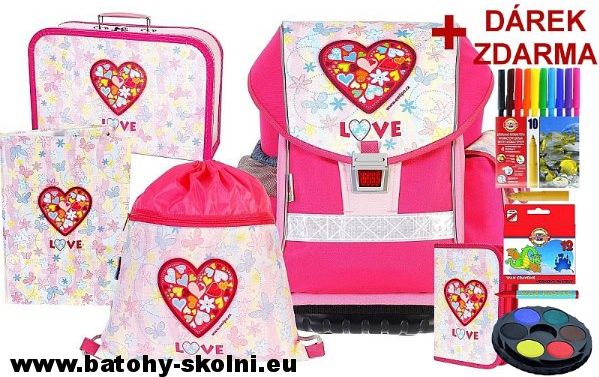 Školní batoh Emipo Ergo Two Love srdce 5 dílný set - Doprava Zdarma - obrázek 1