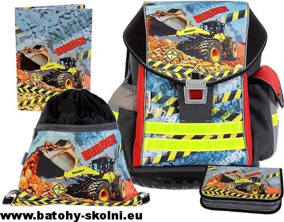 Školní batoh Emipo Ergo Two Builder bagr 4 dílný set - Doprava Zdarma - obrázek 1