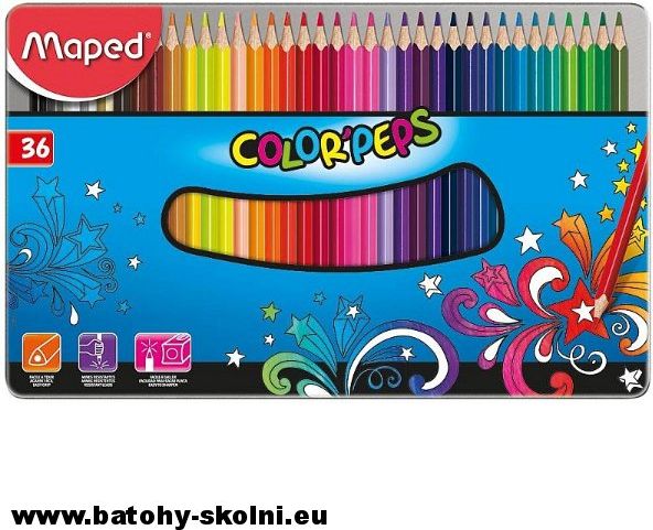 Trojhranné pastelky Maped 36 barev Color´Peps Metal Box - obrázek 1