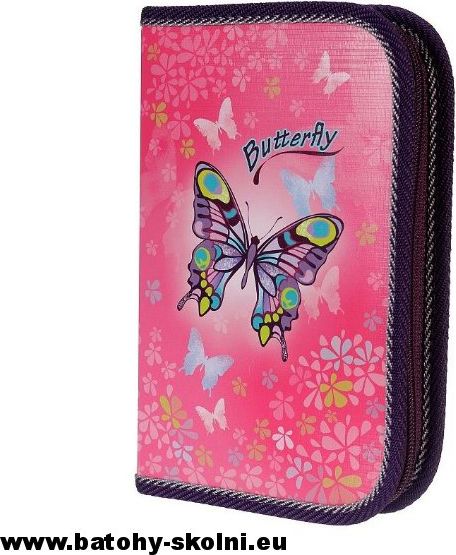 Jednopatrové školní pouzdro Emipo 2 klopy Butterfly motýl - obrázek 1