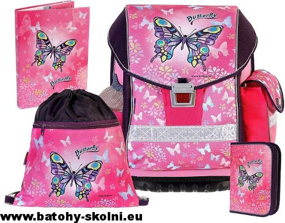 Školní batoh Emipo Ergo Two Butterfly motýl 4 dílný set - Doprava Zdarma - obrázek 1