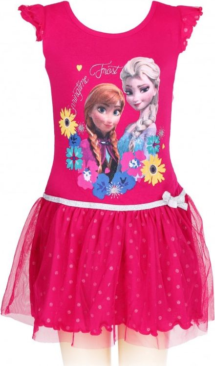 Setino - Dívčí letní šaty Ledové království (Frozen) - tm. růžové - vel. 140 - obrázek 1