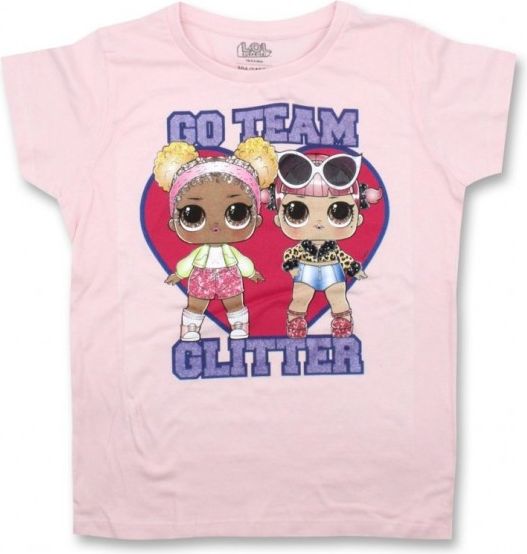 Setino - Dívčí tričko s krátkým rukávem L.O.L. Surprise GLITTER - sv. růžové - vel. 128 - obrázek 1