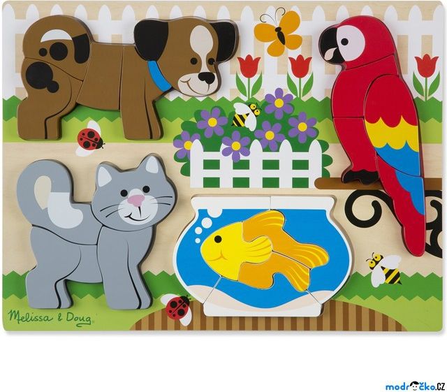 Puzzle pro nejmenší - Vkládačka A3, Mazlíčci (M&D) - obrázek 1