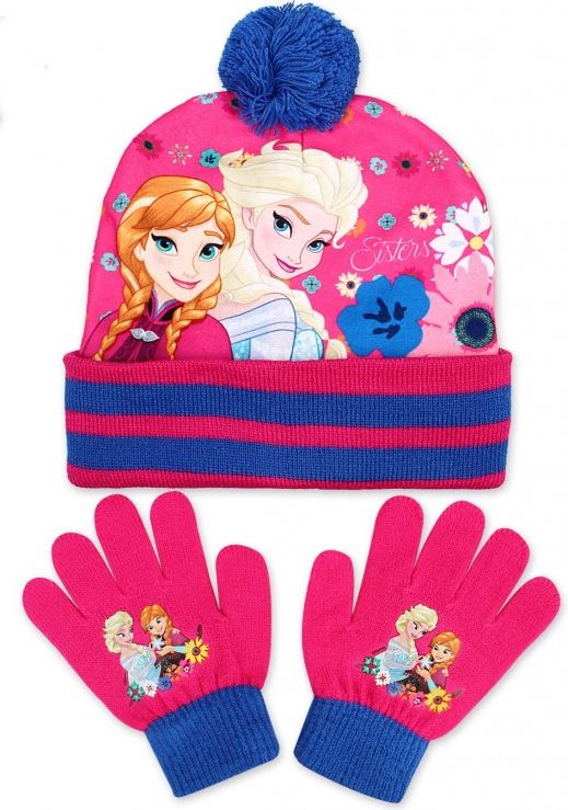 Setino - Dívčí čepice a prstové rukavice Ledové království - Frozen - modrá - obrázek 1