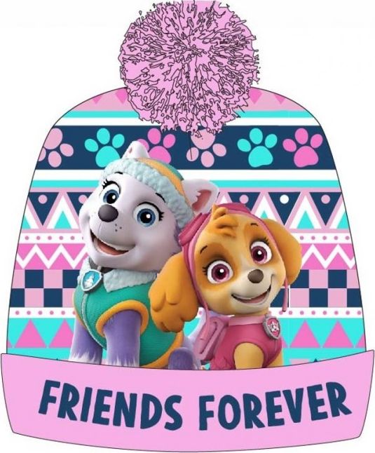 E plus M - Dětská / dívčí zimní čepice s bambulí Tlapková patrola PAW PATROL - Skye a Everest - vel. 54 - obrázek 1