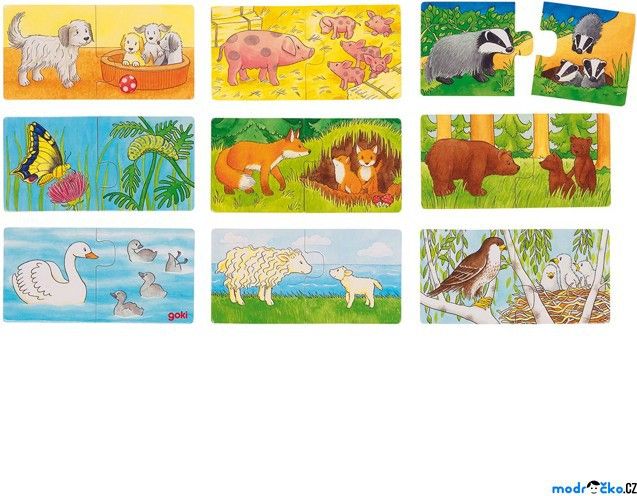 Puzzle pro nejmenší - Kdo ke komu patří, 18ks (Goki) - obrázek 1