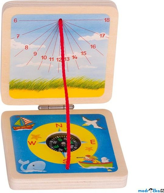 Dětský kompas - Sluneční hodiny dřevěné (Goki) - obrázek 1