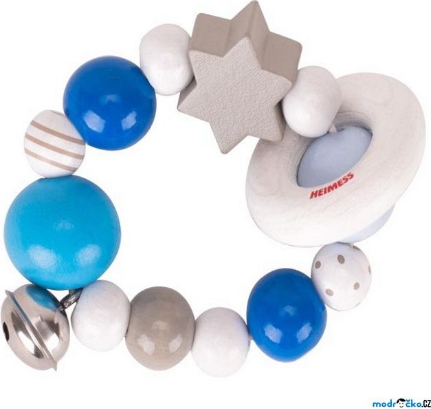 Chrastítko - Kroužek korálkový, Modrý s hvězdou (Heimess) - obrázek 1