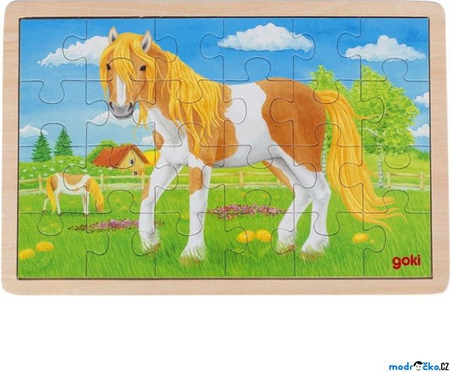 Puzzle na desce - Léto na koňské louce, 24ks (Goki) - obrázek 1