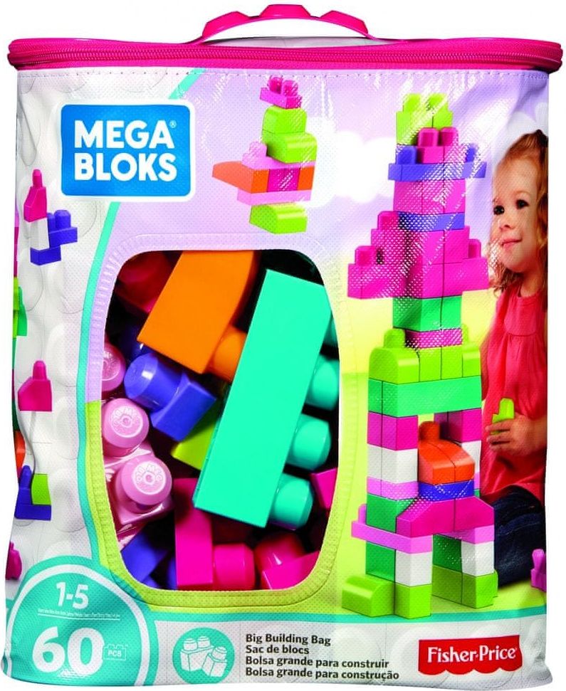 MEGA BLOKS Kostky v plastovém pytli holky, 60 kostek - obrázek 1