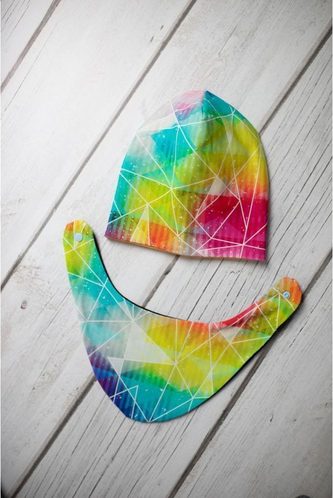 Babysoul - dětská oboustranná čepice - Triangles-Yellow - obrázek 1
