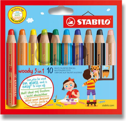 Pastelky Stabilo Woody 3 in 1 - 10 barev - obrázek 1