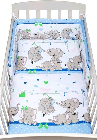 NEW BABY | New Baby Sloni | 3-dílné ložní povlečení New Baby 100/135 cm modré se sloníky | Modrá | - obrázek 1