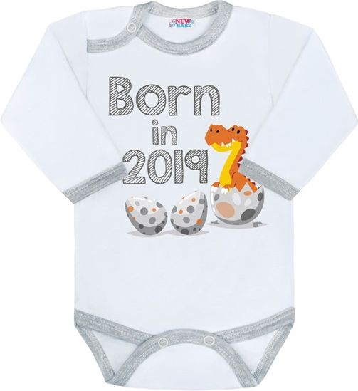 NEW BABY | Nezařazeno | Body s potiskem New Baby Born in 2019 šedo-bílé | Šedá | 74 (6-9m) - obrázek 1