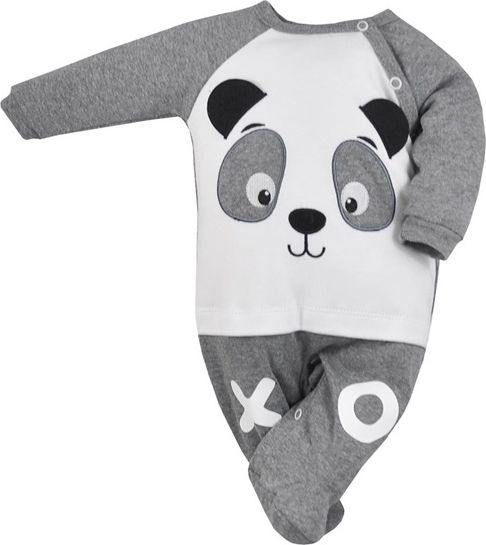 KOALA | Koala Panda | Kojenecký bavlněný overal Koala Panda | Šedá | 56 (0-3m) - obrázek 1
