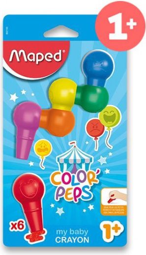 Voskové pastely Maped Color'Peps Baby Crayons, 6 barev - obrázek 1