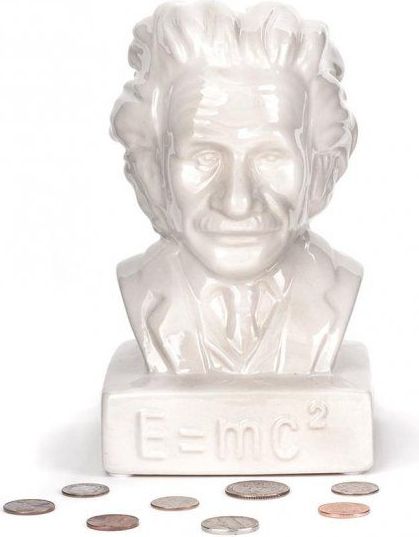 Keramická pokladnička Kasička Einstein, Bílá 10x18 cm - obrázek 1